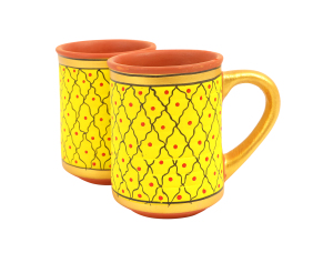 Grid Coffee Mugs Yellow