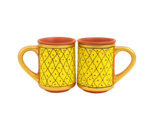 Grid Coffee Mugs Yellow