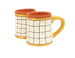 Brick Coffee Mugs White Dotted