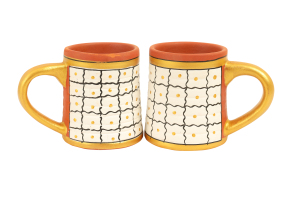 Brick Coffee Mugs White Dotted