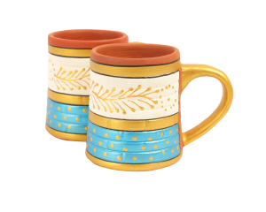 Brick Coffee Mugs White & Blue