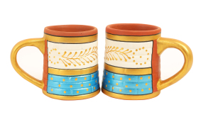 Brick Coffee Mugs White & Blue