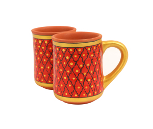 Grid Coffee Mugs-Red