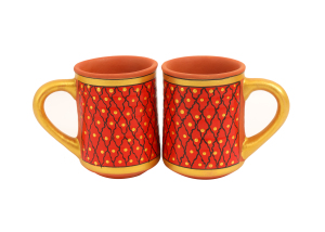 Grid Coffee Mugs-Red