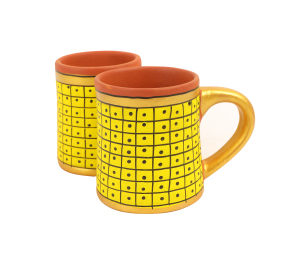 Brick Coffee Mugs - Yellow Dotted