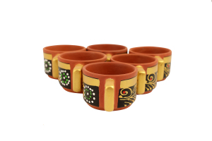 Tea Cups Painted Black/Golden