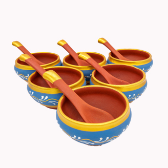 Painted Bowls with Spoon