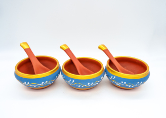 Painted Bowls with Spoon